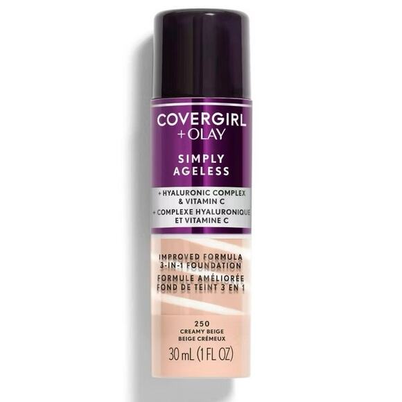 Covergirl + Olay Simply Ageless 3-in-1 Foundation 250 Creamy Beige 1oz NEW - Picture 1 of 7